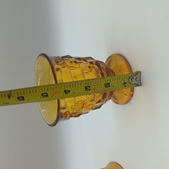 Vintage Amber Indiana glass cubist footed beverage glasses set of 4 - Picture 4 of 5